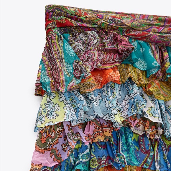 Zara Skirts Zara Mini Ruffled Patchwork Skirt Poshmark